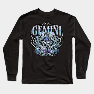 Gemini Bootleg Retro Hiphop Zodiac Sign Astrology Birthday Long Sleeve T-Shirt